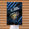 Maxcorners Largemouth Bass Fishing Blue Camo Pro Design Personalized Name 3D Poster