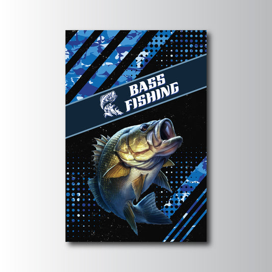 Maxcorners Largemouth Bass Fishing Blue Camo Pro Design Personalized Name 3D Poster