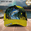 Maxcorners Fishing Yellow Honeycomb Splash Personalized Name 3D Cap (12 Fish Species)