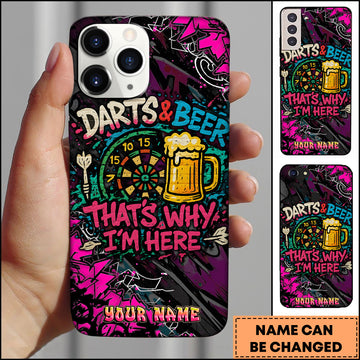 Maxcorners Darts Beer Mug Graffiti That's Why I'm Here Personalized Name 3D Phone Case