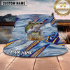 Maxcorners Fishing Blue Geometric Water Splash Personalized Name 3D Bucket Hat (12 Fish Species)