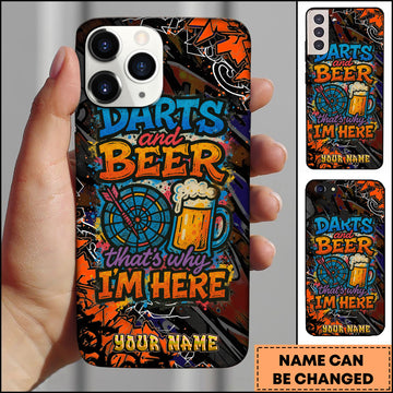 Maxcorners Darts Beer Mug Orange Blue Graffiti Personalized Name 3D Phone Case