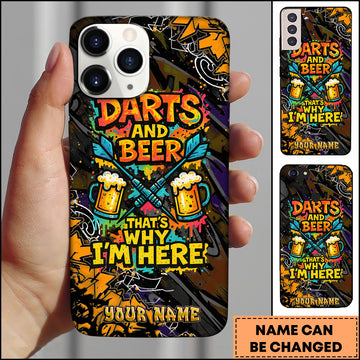 Maxcorners Darts Double Beer Mugs Crossed Darts Personalized Name 3D Phone Case