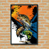 Maxcorners Largemouth Bass Fishing Pop Art Grunge Splash Design Personalized Name 3D Poster