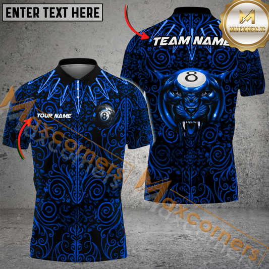 Maxcorners Ball 8 Panther Billiard Jersey Multicolor Options Personalized Name, Team Name 3D Polo Shirt (4 Colors)