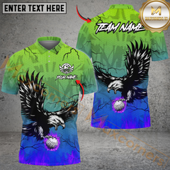 Maxcorners Flaming Swing Eagle Golf Shirt, Customized Name & Team Name 3D Shirts (4 Colors)