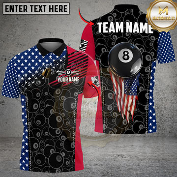 Maxcorners Billiards Ball 8 American Flag Fly Up Personalized Shirt