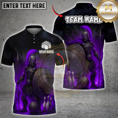 Maxcorners Bowling Spartan Shield Flame Multicolor Customized Name, Team Name 3D Shirts