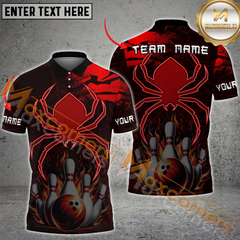 Maxcorners Ball And Pins Fire Spider-Themed Bowling Jersey Multicolor Options Personalized Name, Team Name 3D Shirt