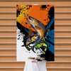 Maxcorners Brown Trout Fishing Pop Art Grunge Splash Design Personalized Name 3D Poster