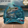Maxcorners Fishing Ocean Blue Underwater Texture Personalized 3D Cap (12 Fish Species)