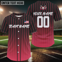 Maxcorners Custom Pink-Black Pinstripe Baseball Jersey For Men Youth Baseball Jersey Personalized LM0409