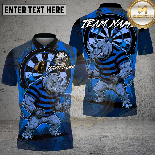 Maxcorners Dart Rhino Grunge Street Art Multicolor Options Personalized Name, Team Name 3D Shirt (4 Colors)