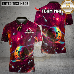 Maxcorners Bowling Galactic Universe Multicolor Customized Name, Team Name 3D Shirts
