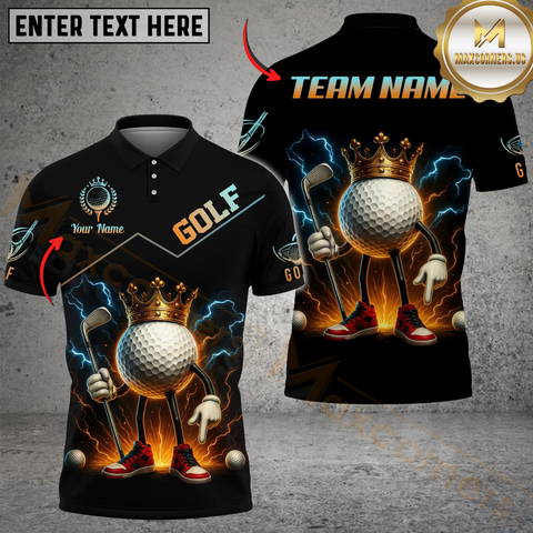 Maxcorners Electric King Golf Personalized Name, Team Name 3D Unisex Shirt