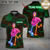 Maxcorners Neon Flamingo Night Golf Polo Personalized Name, Team Name 3D Shirt (4 Colors)
