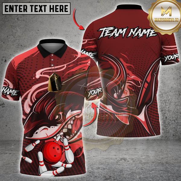 Maxcorners Bowling Shark Multicolor Customized Name, Team Name 3D Shirts