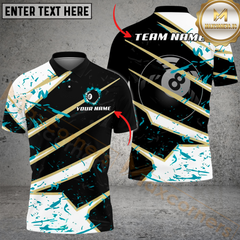 Maxcorners Billiard Ball 8 Black White Stain Multicolor Options Personalized Name, Team Name 3D Shirt