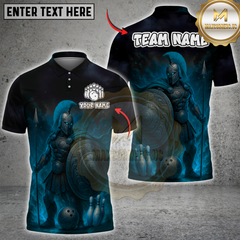 Maxcorners Bowling Spartan Shield Flame Multicolor Customized Name, Team Name 3D Shirts