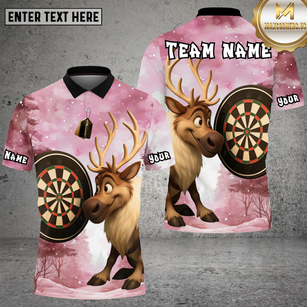 Maxcorners Reindeer Christmas Dartboard  Winter Multioptions Personalized Name, Team Name Unisex 3D Shirt (4 Colors)