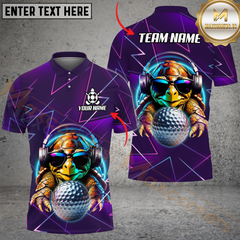 Maxcorners Neon Turtle Golfer Personalized Name 3D Unisex Shirt