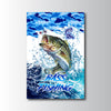 Maxcorners Largemouth Bass Fishing Ocean Camo Splash Design Personalized Name 3D Poster