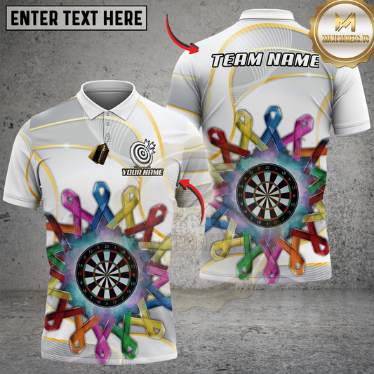 Maxcorners Darts Awareness Ribbons Black And White Personalized Shirt (2 Colors)