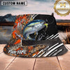 Maxcorners Fishing Green Flame Camo Fishing Scene Personalized Name 3D Bucket Hat (13 Fish Species)
