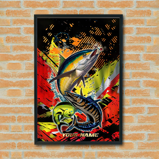 Maxcorners Tuna Fishing Power Motion Splash Personalized Name 3D Poster