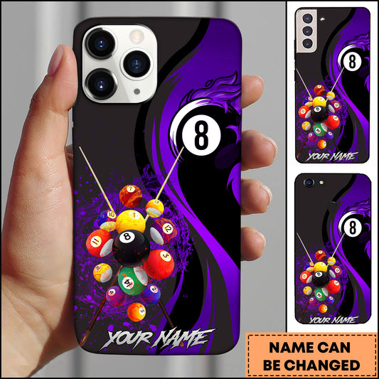 Maxcorners Billiards 8 Ball Splash Multicolor Personalized Name 3D Phone Case