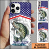 Maxcorners Fishing American Flag Nautical Sketch Style Personalized Name Phone Case (10 Fish Species)