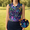 Maxcorners Neon Flamingo Tropical Night Golf Shirt, Women’s Golf Polo, Hawaiian Golf Shirt, Ladies Golf Tops LM1507