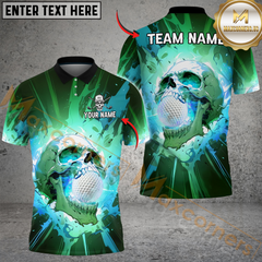 Maxcorners Skull Blast Golf Polo Shirt, Customized Name & Team Name 3D Shirts (4 Colors)