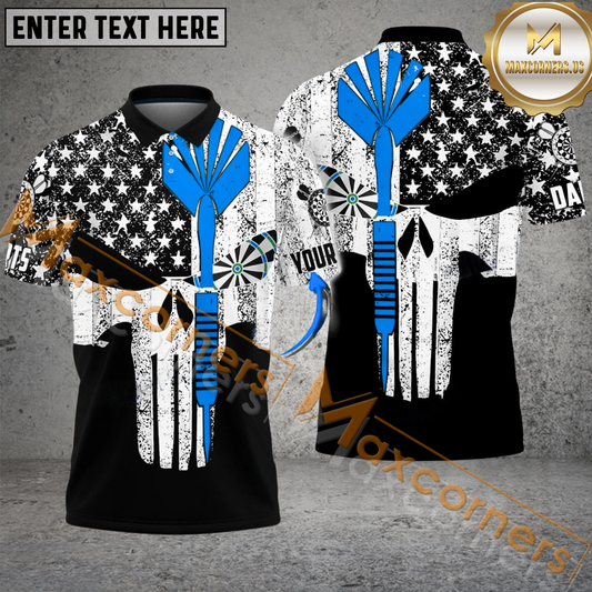 Maxcorners Punisher Skull Jersey Mutilcolor Option Customized Name, Team Name 3D Polo Shirt