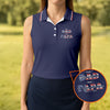 Maxcorners Navy First Dad Now Grandpa Golf Polo Shirt, Women’s Golf Apparel, Golf Shirts For Women LM1507