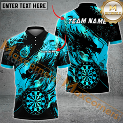 Maxcorners Darts Dragon Golden Dartboard Fire MutilColor Option Customized Name, Team Name 3D Polo Shirt