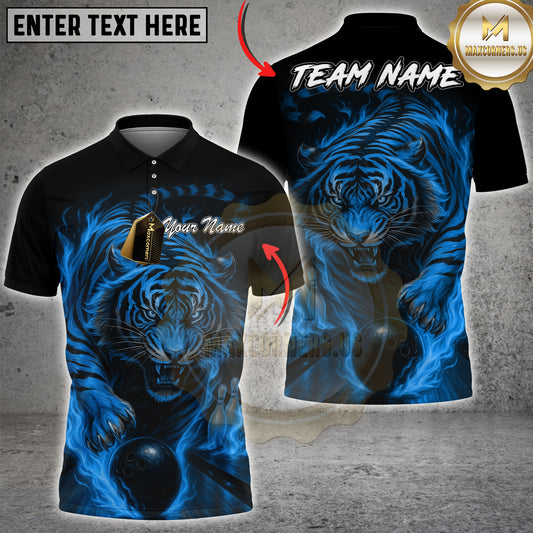 Maxcorners Bowling Shirt Fiery Tiger Bowling Ball Flames Multicolor Options Personalized Name, Team Name 3D Shirt For Janice