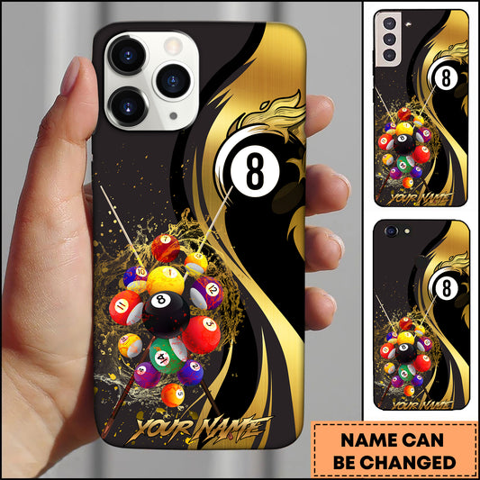 Maxcorners Billiards 8 Ball Splash Multicolor Personalized Name 3D Phone Case