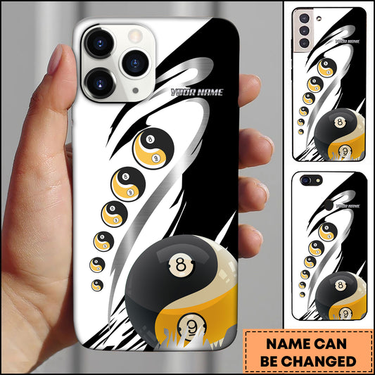 Maxcorners Billiards Yin Yang 8 Ball Multicolor Personalized Name 3D Phone Case