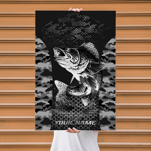 Maxcorners Walleyes Fishing Black & White Aggressive Art Personalized Name 3D Poster