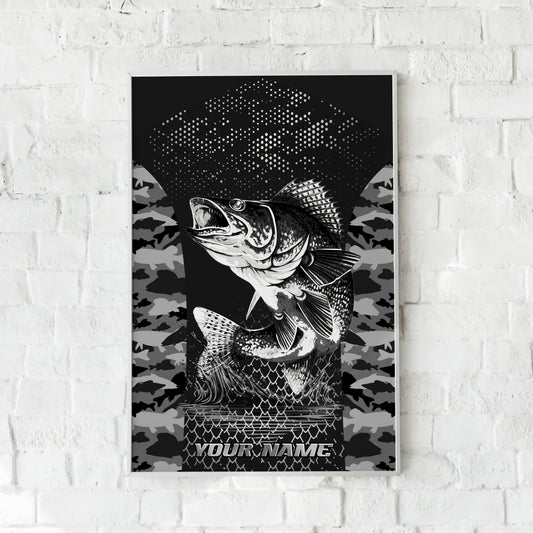 Maxcorners Walleyes Fishing Black & White Aggressive Art Personalized Name 3D Poster