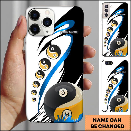 Maxcorners Billiards Yin Yang 8 Ball Multicolor Personalized Name 3D Phone Case