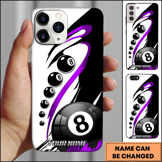 Maxcorners Billiards Black Gold 8 Ball Multicolor Personalized Name 3D Phone Case