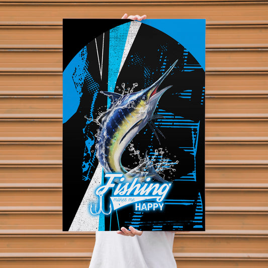 Maxcorners Marlin Fishing Dynamic Splash Art Personalized Name 3D Poster
