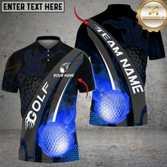 Maxcorners Fireball Swing Golf Shirt, Customized Name & Team Name 3D Shirts (4 Colors)