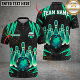 Maxcorners Bowling Electric Personalized Name Men And Women 3D Polo Shirt Custom Bowling Team Jersey (4 Colors)