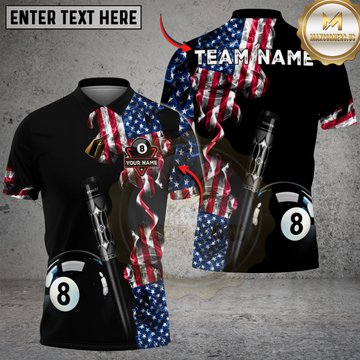 Maxcorners Billiards Ball 8 And 9 American Smoke Flag Deep Fantasy Personalized Shirt