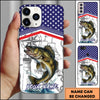 Maxcorners Fishing American Flag Nautical Sketch Style Personalized Name Phone Case (10 Fish Species)