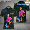 Maxcorners Neon Flamingo Night Golf Polo Personalized Name, Team Name 3D Shirt (4 Colors)