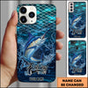 Maxcorners Fishing Phone Case Fish Scale Pattern Splash Design Personalized Name 3D Phone Case (10 Fish Species)